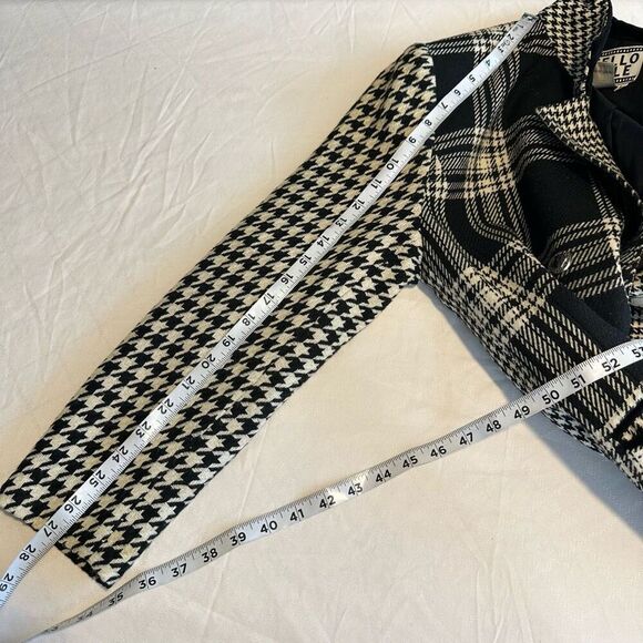 Vintage Otello Pelle Wool Blend Houndstooth Plaid Mixed Print Blazer Womens - Picture 8 of 9